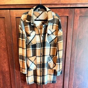 JODIFL Plaid Utility Jacket in Black and Tan